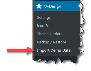 import demo content menu item